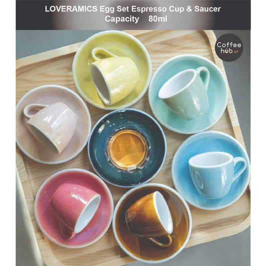 (Ready Stock)100% Genuine Coffee Espresso LOVERAMICS Egg Set of 1 80ml Latte Cup & Saucer Set