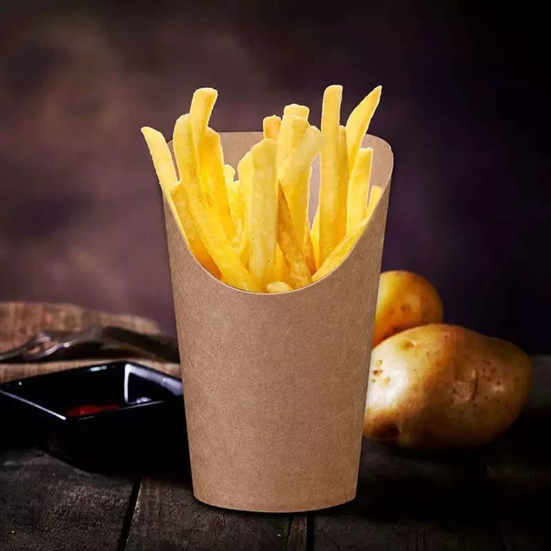 (READY STOCK)French Fries Candy Pop Corn Snack Ice Cream Disposable Kraft Paper Cups Food Tubs 100pcs