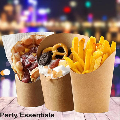 (READY STOCK)French Fries Candy Pop Corn Snack Ice Cream Disposable Kraft Paper Cups Food Tubs 100pcs