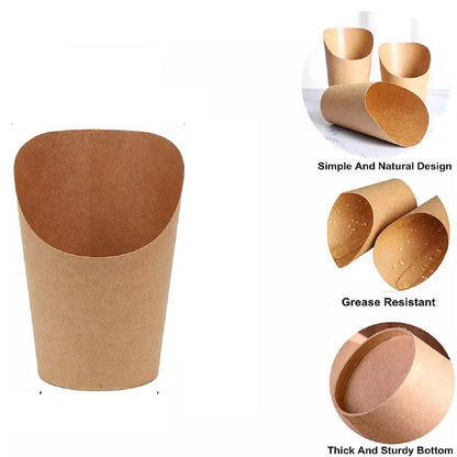 (READY STOCK)French Fries Candy Pop Corn Snack Ice Cream Disposable Kraft Paper Cups Food Tubs 100pcs