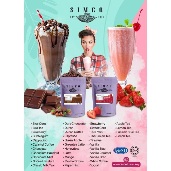 (Ready Stock)SIMCO SERBUK AIR BALANG ICE BLENDED POWEDER VANILLA BLUE CHOCOLOTE KELADI(1 KG)