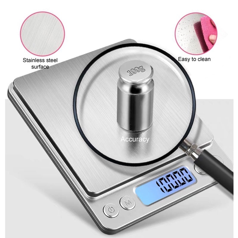 (Ready Stock)Coffee Espresso Kitchen Baking Digital Weighing Scale High Accuracy 0.1 to 3000 gram Silver