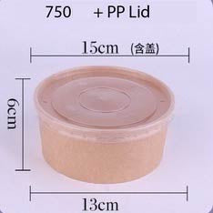 (READY STOCK)Disposable Kraft Paper Bowls Fruit Salad Ice Cream Food Packaging Container Take Away With Lid 50PCS