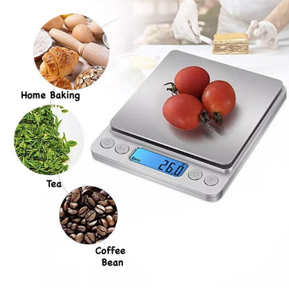 (Ready Stock)Coffee Espresso Kitchen Baking Digital Weighing Scale High Accuracy 0.1 to 3000 gram Silver