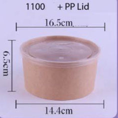 (READY STOCK)Disposable Kraft Paper Bowls Fruit Salad Ice Cream Food Packaging Container Take Away With Lid 50PCS