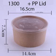 (READY STOCK)Disposable Kraft Paper Bowls Fruit Salad Ice Cream Food Packaging Container Take Away With Lid 50PCS