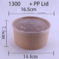 (READY STOCK)Disposable Kraft Paper Bowls Fruit Salad Ice Cream Food Packaging Container Take Away With Lid 50PCS