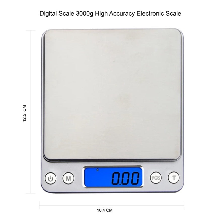 (Ready Stock)Coffee Espresso Kitchen Baking Digital Weighing Scale High Accuracy 0.1 to 3000 gram Silver