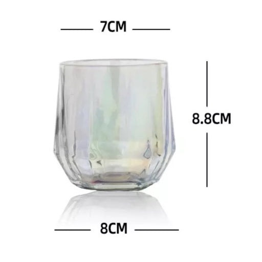 (Ready Stock)Coffee Juice Whiskey Wine Thickened Hexagonal Shape Colourful Glass Retro Style 270ml