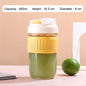 (READY STOCK)Coffee Travel Mug With Lid Portable Glass With Straw Leak Proof Non Slip 350ml 450ml