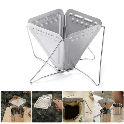 (READY STOCK)Camping Cup Coffee Tea Drink Stainless Steel Mug Outdoor Adventure Portable Foldable Carabiner