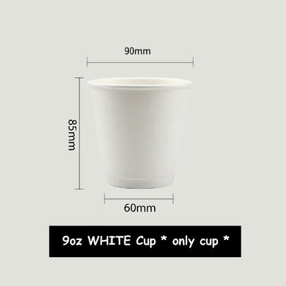 (Ready Stock)Coffee Tea Paper Cup High End Double Wall Heat Insulation Disposable  With Lid 9oz(±50pcs/bag))