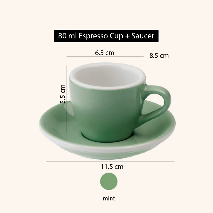 (Ready Stock)100% Genuine Coffee Espresso LOVERAMICS Egg Set of 1 80ml Latte Cup & Saucer Set