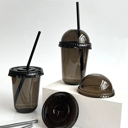 (Ready Stock)Disposable PET Black Coffee Take Away Cup Bubble Tea 50 Pcs 12oz/16oz Capacity U Shape