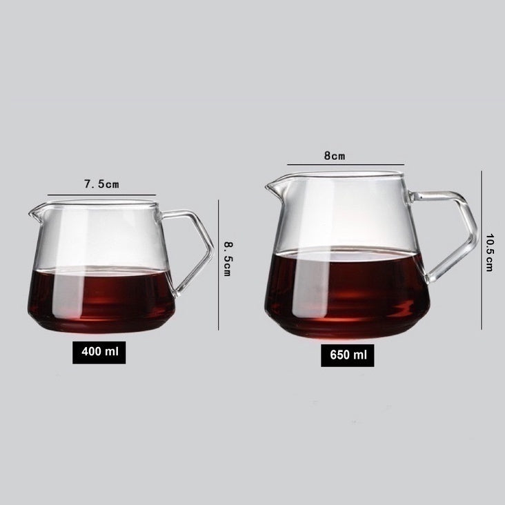 (Ready Stock)Coffee Hand Drip Glass Server Pour Over High Borosilicate Vertical Stripe Vintage Sepia 400ml 500ml 650ml