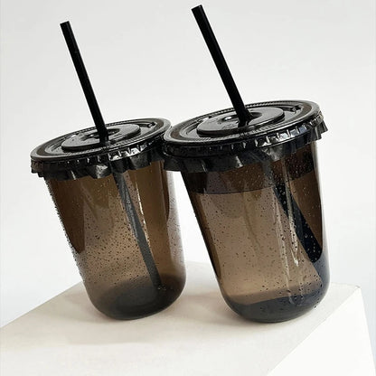 (Ready Stock)Disposable PET Black Coffee Take Away Cup Bubble Tea 50 Pcs 12oz/16oz Capacity U Shape