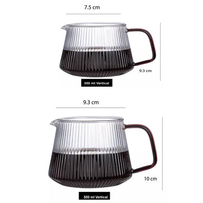 (Ready Stock)Coffee Hand Drip Glass Server Pour Over High Borosilicate Vertical Stripe Vintage Sepia 400ml 500ml 650ml