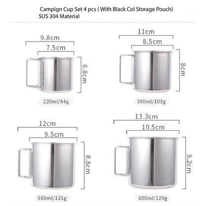 (READY STOCK)Camping Cup Coffee Tea Drink Stainless Steel Mug Outdoor Adventure Portable Foldable Carabiner