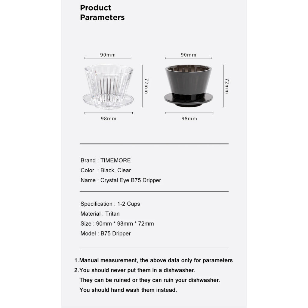 (Ready Stock)TIMEMORE Crystal Eye B75 Dripper Cake shape Coffee Dripper Pour Over Filter