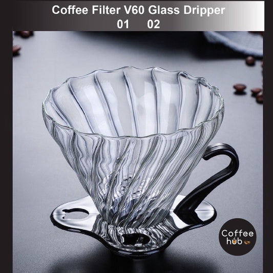 (Ready Stock ) Coffee Filter V60 Dripper V60 Glass Size 01 02