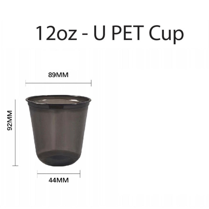 (Ready Stock)Disposable PET Black Coffee Take Away Cup Bubble Tea 50 Pcs 12oz/16oz Capacity U Shape