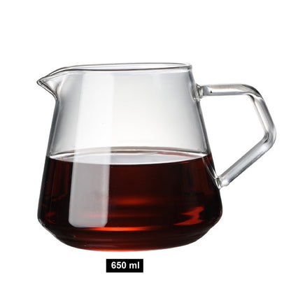 (Ready Stock)Coffee Hand Drip Glass Server Pour Over High Borosilicate Vertical Stripe Vintage Sepia 400ml 500ml 650ml