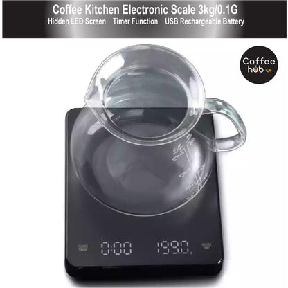 (Ready Stock)Espresso Coffee Digital Precision Smart Scale Food Scale With Timer Function LED Display Screen 3kg/01gram