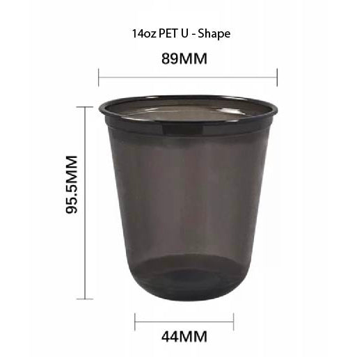 (Ready Stock)Disposable PET Black Coffee Take Away Cup Bubble Tea 50 Pcs 12oz/16oz Capacity U Shape