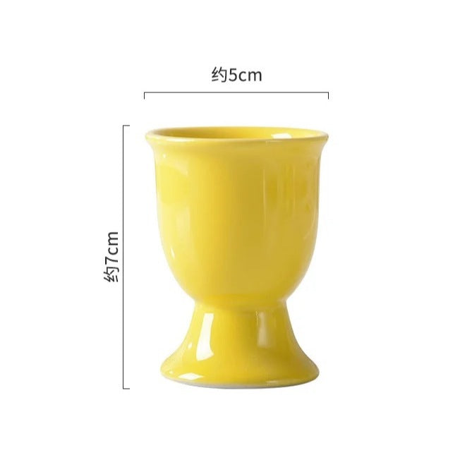 (Ready Stock)Color Glazed Ceramic Egg Cup Egg Holder Shot Glass Breakfast Cup Kitchen