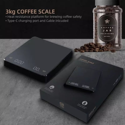 (Ready Stock)Espresso Coffee Digital Precision Smart Scale Food Scale With Timer Function LED Display Screen 3kg/01gram