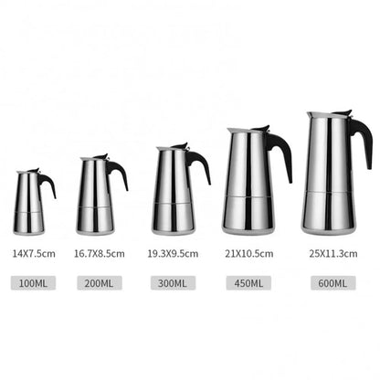 (Ready Stock)Espresso Coffee Moka Pots Coffee Maker Stainless Steel Stovetop 4Cups 6Cups 9Cups