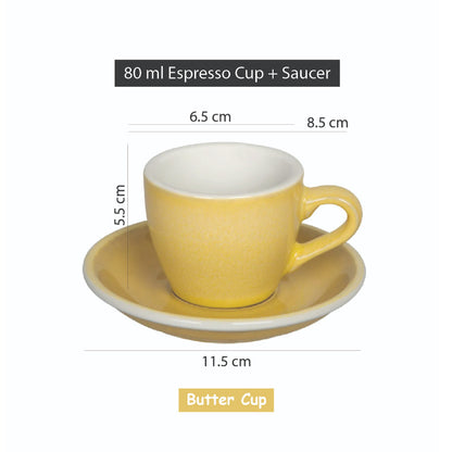 (Ready Stock)100% Genuine Coffee Espresso LOVERAMICS Egg Set of 1 80ml Latte Cup & Saucer Set