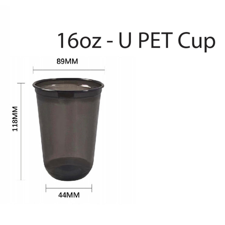 (Ready Stock)Disposable PET Black Coffee Take Away Cup Bubble Tea 50 Pcs 12oz/16oz Capacity U Shape