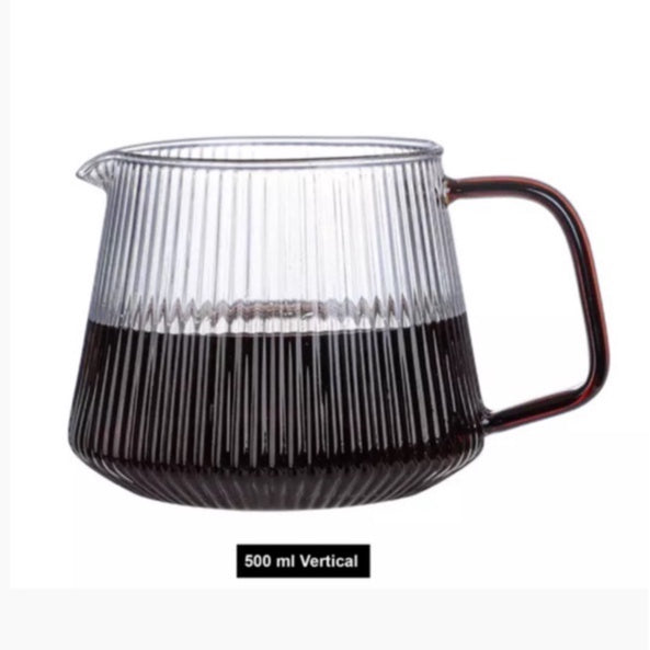 (Ready Stock)Coffee Hand Drip Glass Server Pour Over High Borosilicate Vertical Stripe Vintage Sepia 400ml 500ml 650ml