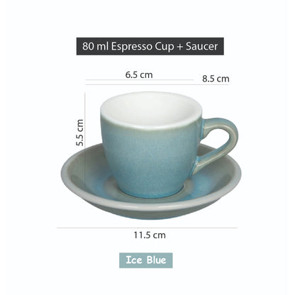 (Ready Stock)100% Genuine Coffee Espresso LOVERAMICS Egg Set of 1 80ml Latte Cup & Saucer Set