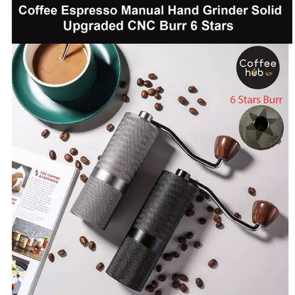 (READY STOCK)Coffee Espresso Hand Grinder Manual Chestnut Design Upgrade High Quality Solid CNC Burr 6 Stars