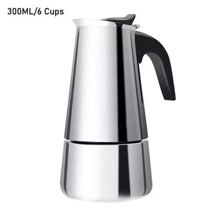 (Ready Stock)Espresso Coffee Moka Pots Coffee Maker Stainless Steel Stovetop 4Cups 6Cups 9Cups