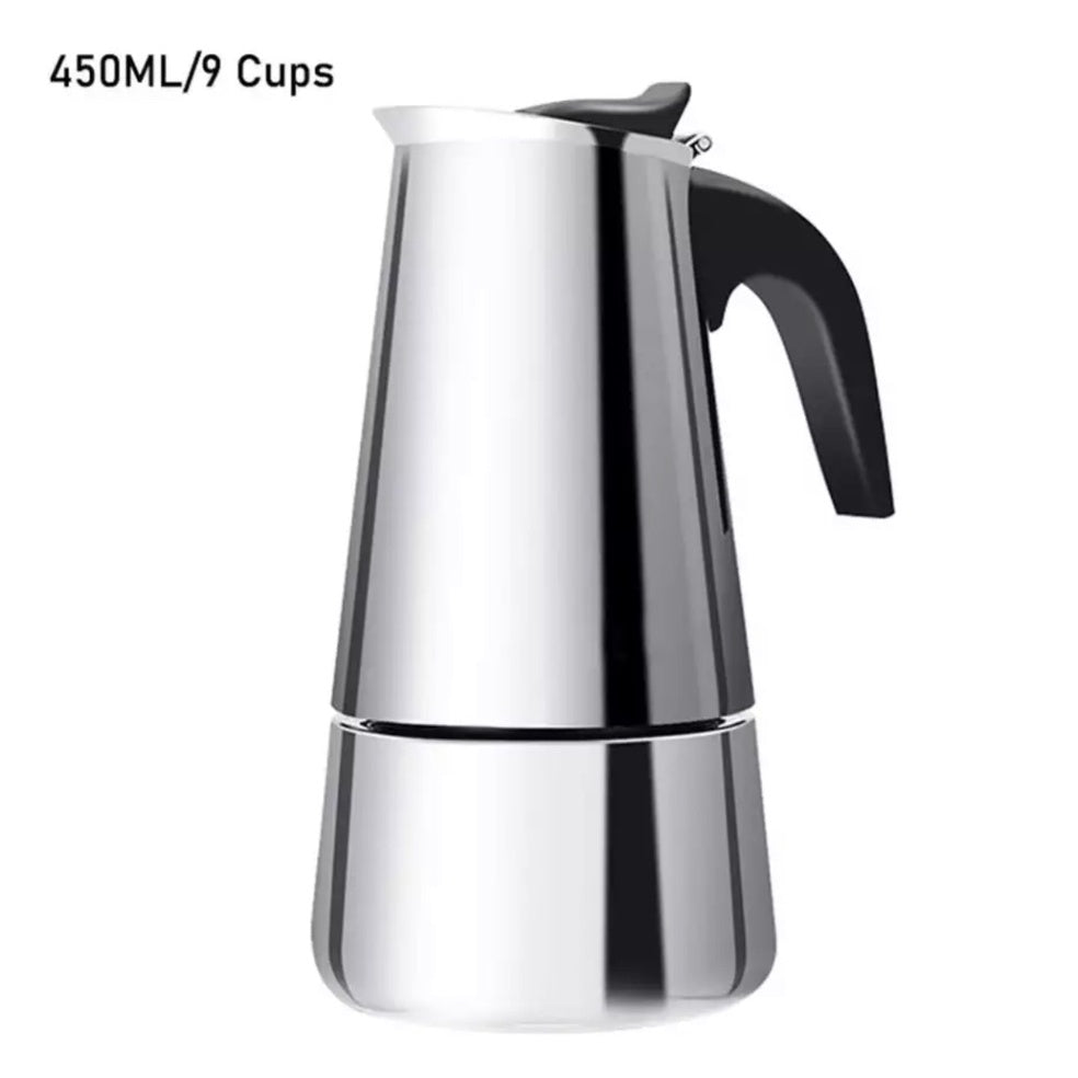 (Ready Stock)Espresso Coffee Moka Pots Coffee Maker Stainless Steel Stovetop 4Cups 6Cups 9Cups