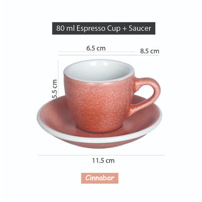 (Ready Stock)100% Genuine Coffee Espresso LOVERAMICS Egg Set of 1 80ml Latte Cup & Saucer Set