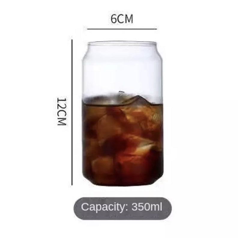 (READY STOCK)Coffee Latte Juice Drink Café IN Style Clear Tempered Tall Glass Cup Retro Thicken 350ml 550ml