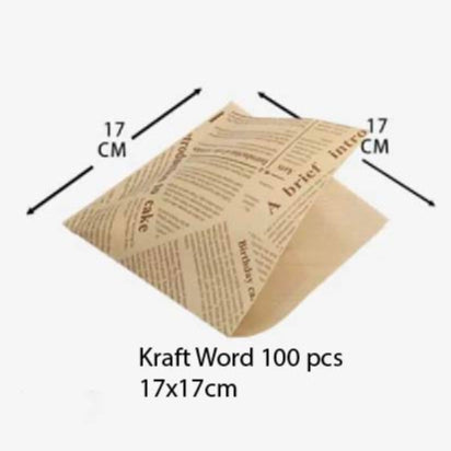 (READY STOCK)Kraft Paper Sandwich Paper Wrap Disposable Food Packing Triangle Shape Oil- Proof Doughnut Baking 50 Pcs