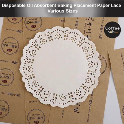 (Ready Stock)Lace Doilies Paper Decorative Round Placement Liners for Cake Desserts Baked Display 50pcs