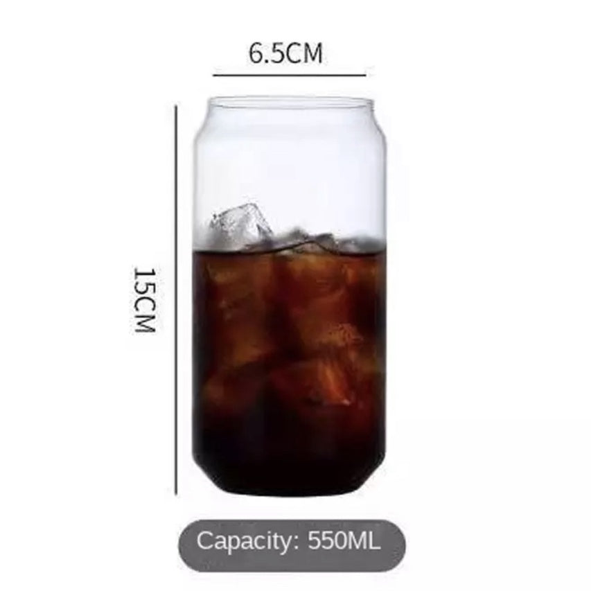 (READY STOCK)Coffee Latte Juice Drink Café IN Style Clear Tempered Tall Glass Cup Retro Thicken 350ml 550ml