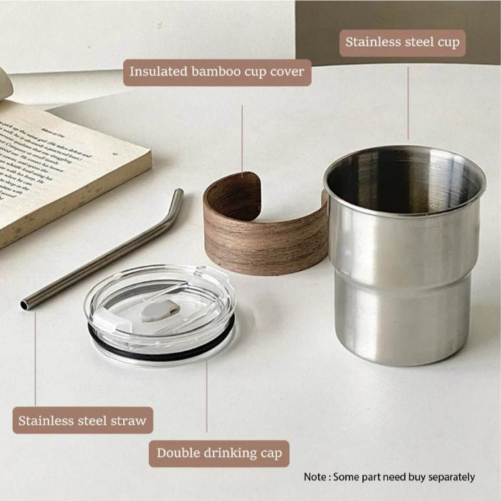 (Ready Stock)Stainless Steel Coffee Cup With Lid Tumbler Travel Ice Coffee Mug For Outdoor Camping Mug 280ml