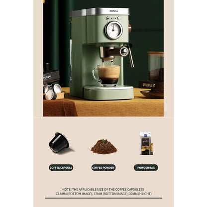 (READY STOCK)KONKA 20bar 3in1 Espresso Coffee Machine Coffee Maker Coffee Capsule Machine Milk Froth Latte Cappuccino