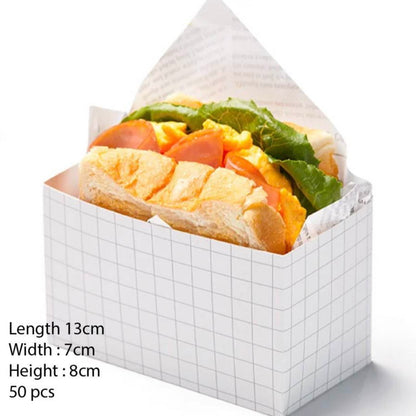 (READY STOCK)Kraft Paper Sandwich Paper Wrap Disposable Food Packing Triangle Shape Oil- Proof Doughnut Baking 50 Pcs