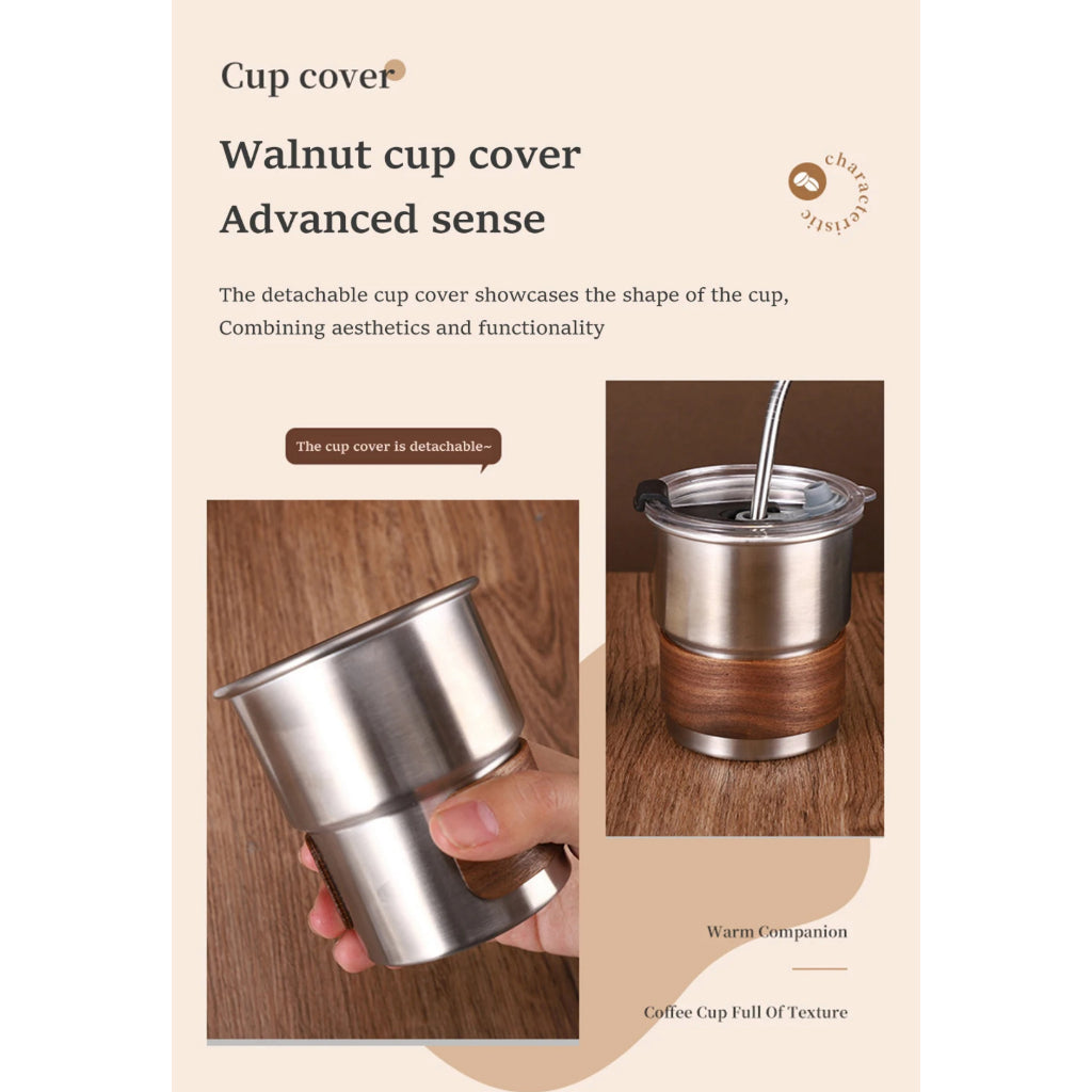 (Ready Stock)Stainless Steel Coffee Cup With Lid Tumbler Travel Ice Coffee Mug For Outdoor Camping Mug 280ml