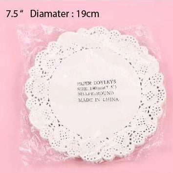 (Ready Stock)Lace Doilies Paper Decorative Round Placement Liners for Cake Desserts Baked Display 50pcs