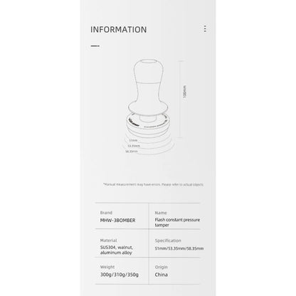(Ready Stock)MHW-3BOMBER 30lb Constant Pressure Coffee Tamper 51mm 53mm 58mm Calibrated Spring Loaded Tools