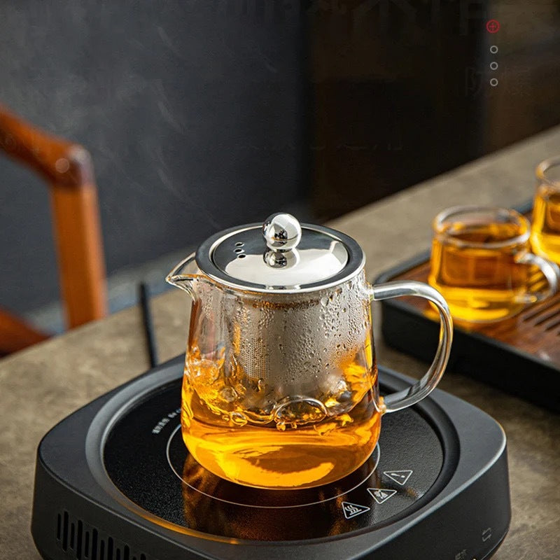 (Ready Stock)Tea Pot Jug Glass Heat Resistant With Lid Kettle Pot 950ml